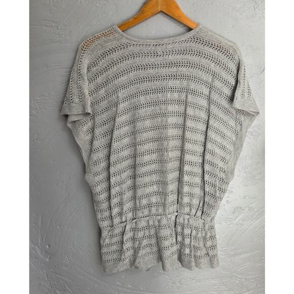 Croft & Barrow Short Sleeve Grey Open Knit Sweater Top Woman's Size XL - Picture 4 of 8